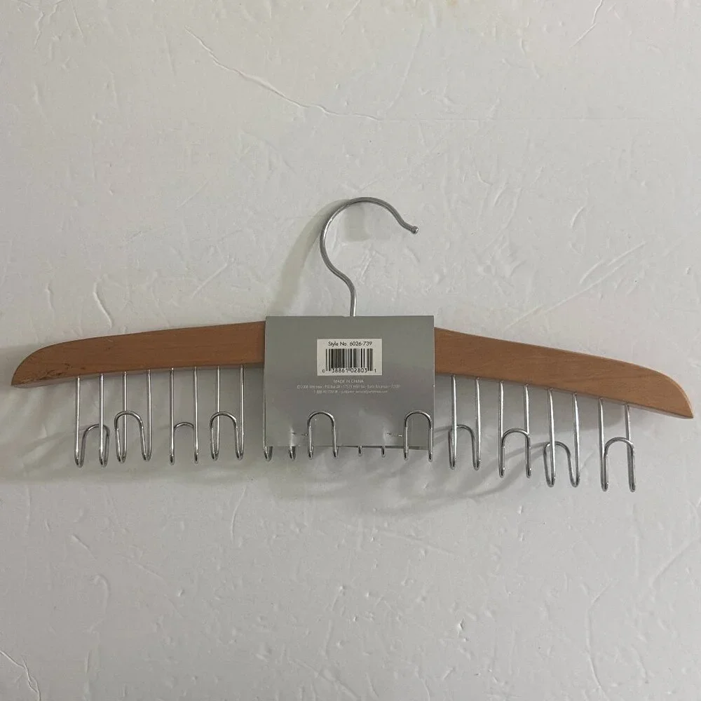 Whitmore Wooden Belt Necklace Scarf Jewelry Hanger Organizer 12 Hooks